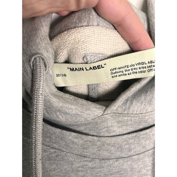 Off White 2013 Airport Tape Double Layered Tee Sweatshirt Melange Gray White L - Picture 14 of 15
